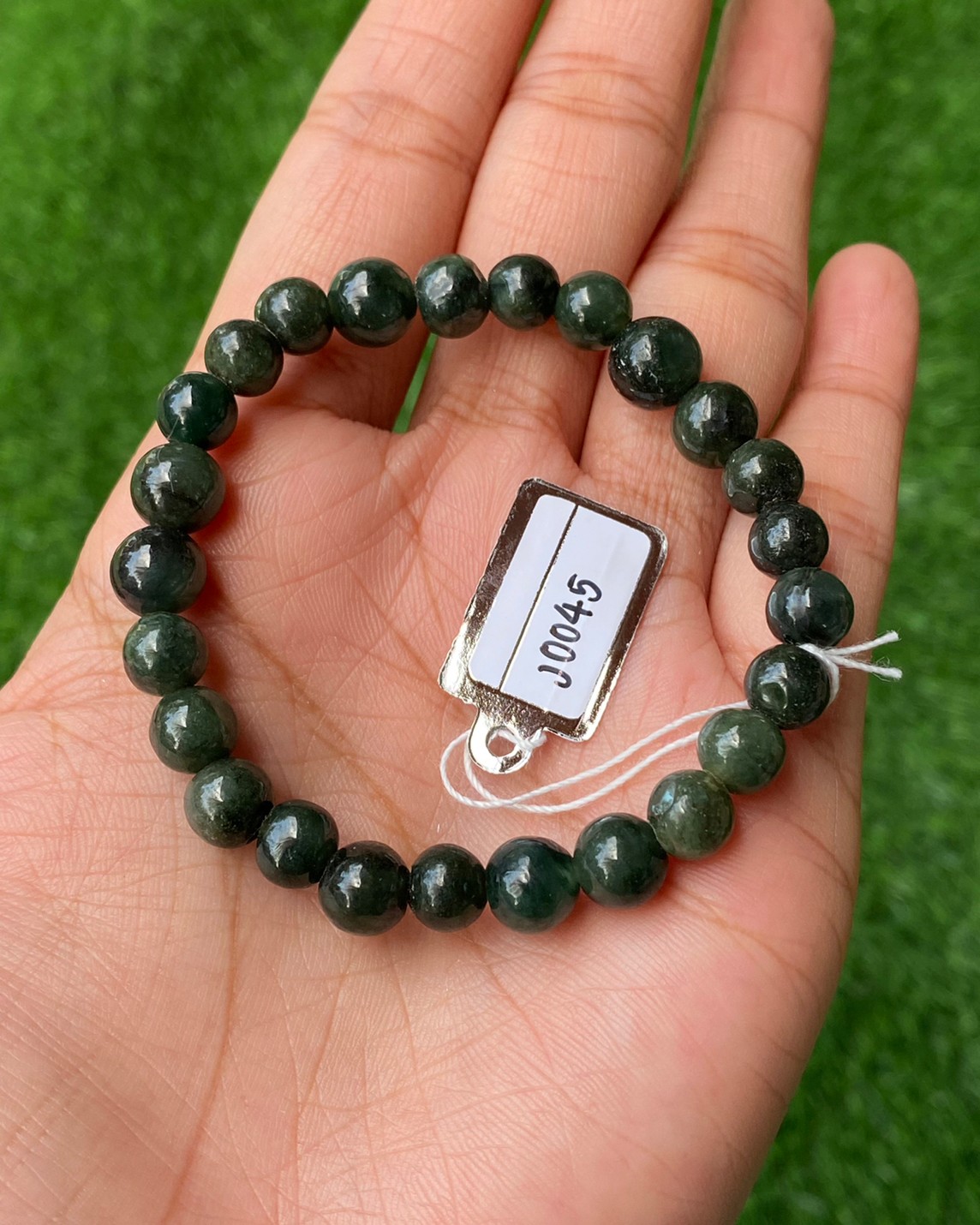 J0045 หยก พม่า แท้ Jade กำไล ประคำหยก (Jadeite Beads Bracelet) พม่า (Myanmar)