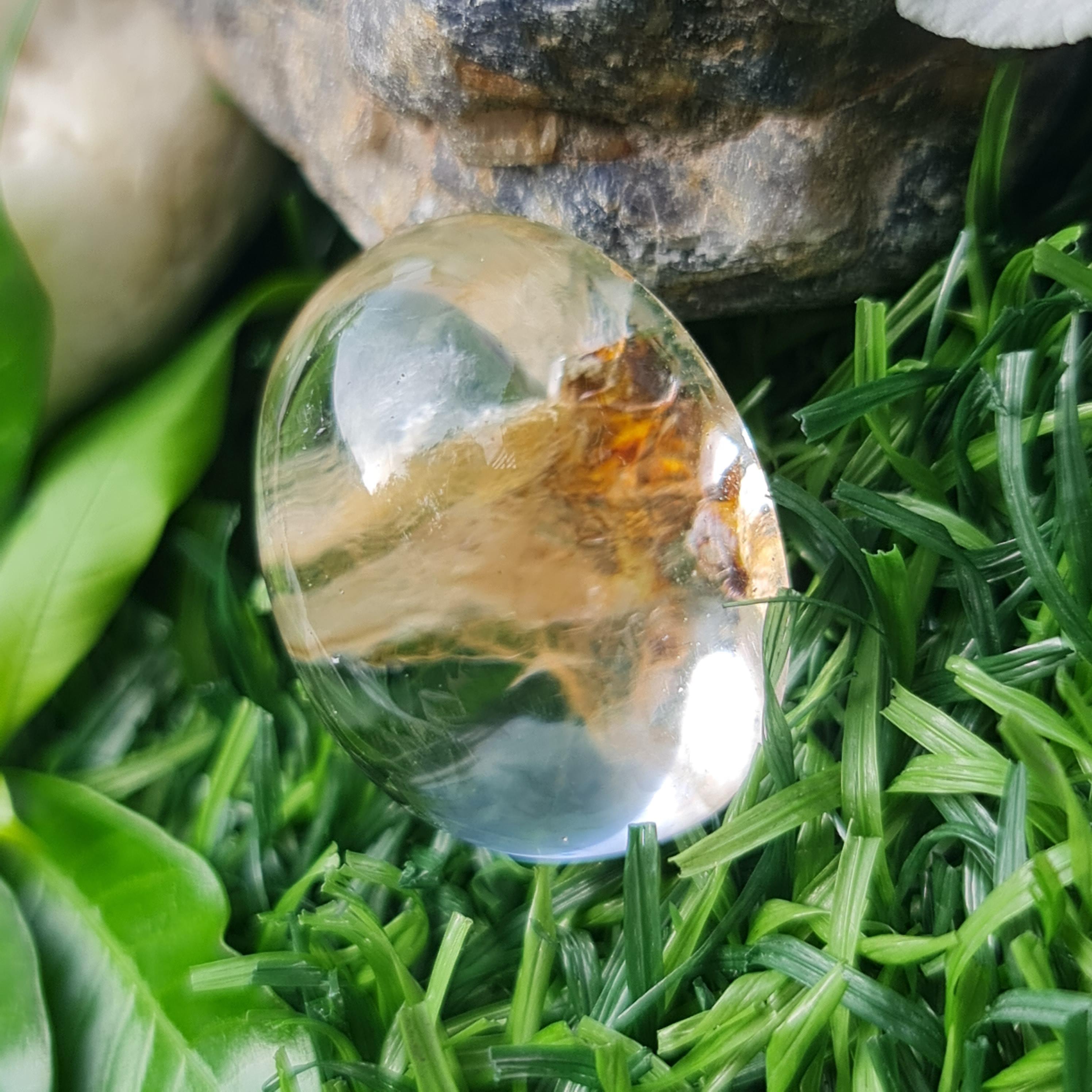 โป่งข่าม ควอตซ์ Rutilated Quartz 59.52 กะรัต Cts. พลอยแท้ อัญมณีมงคลประจําวันเกิด เครื่องประดับพลอย