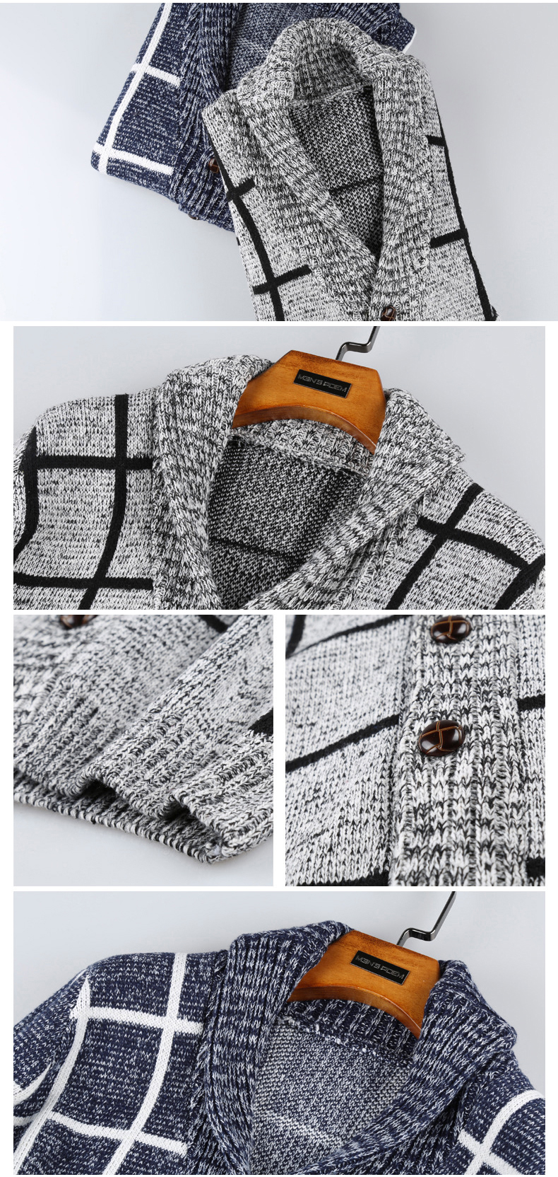 เสื้อคลุมไหมพรมกันหนาว ผ้านิ่มลายตาราง (10039MM)