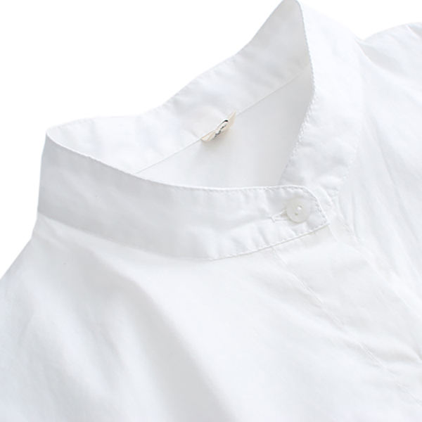 เสื้อเชิ้ตคอจีน แขนยาว แต่งปักลายแมว (12186LM)