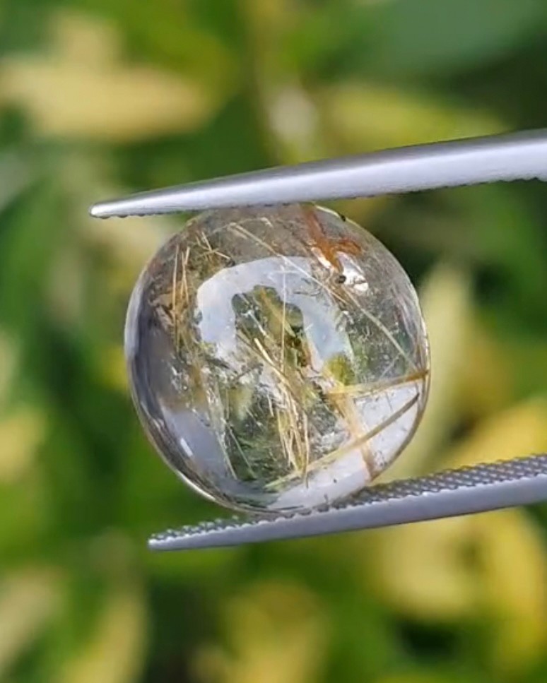 ไหมทอง ควอตซ์ Golden Rutilated Quartz 10.48 กะรัต Cts.พลอยแท้ อัญมณีมงคลประจําวันเกิด เครื่องประดับพลอย