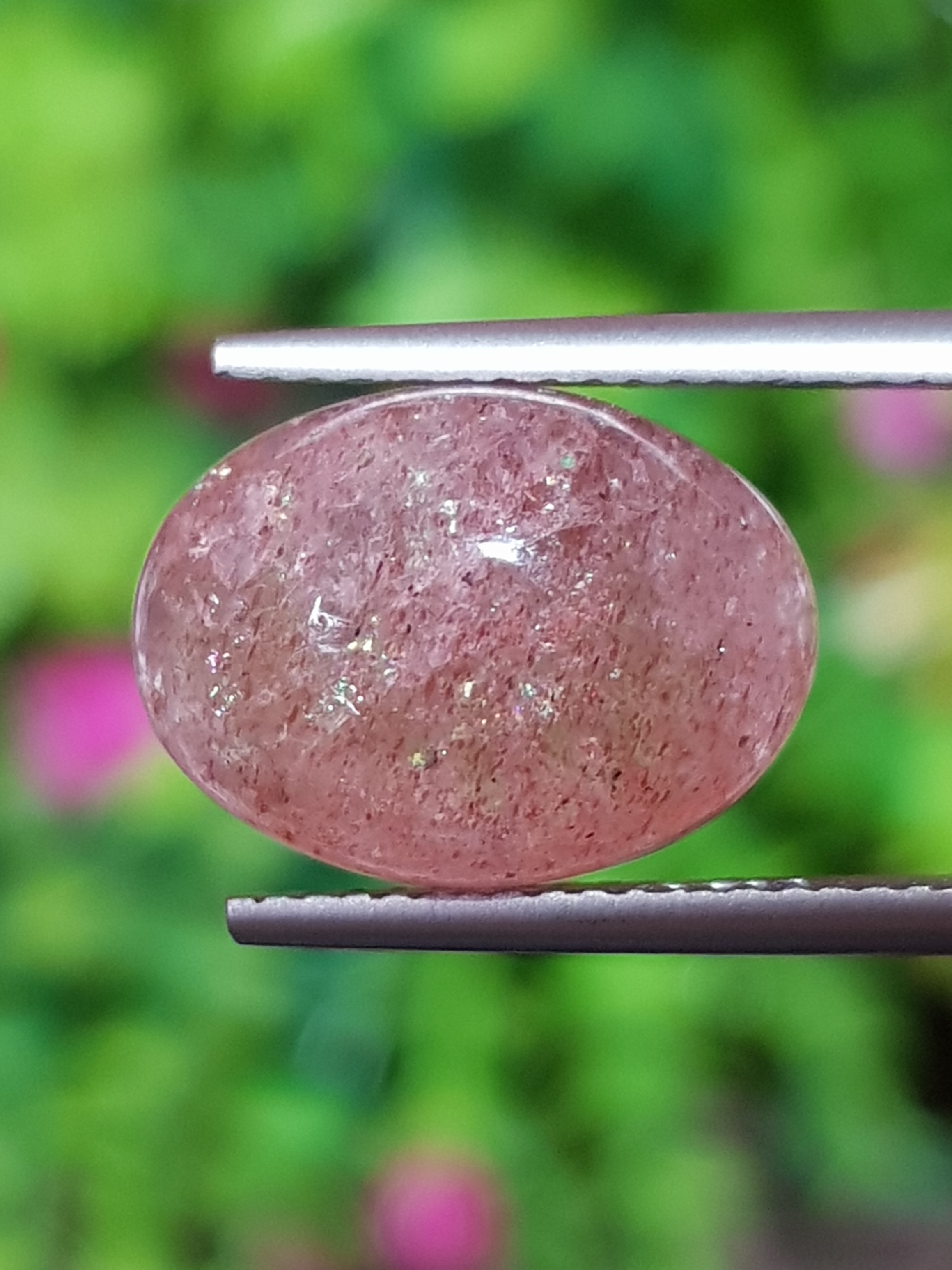 พลอย สตอเบอรี่ ควอตซ์ Strawberry Quartz 7.32 กะรัต (Cts.) พลอยแท้ อัญมณีมงคลประจําวันเกิด เครื่องประดับพลอย