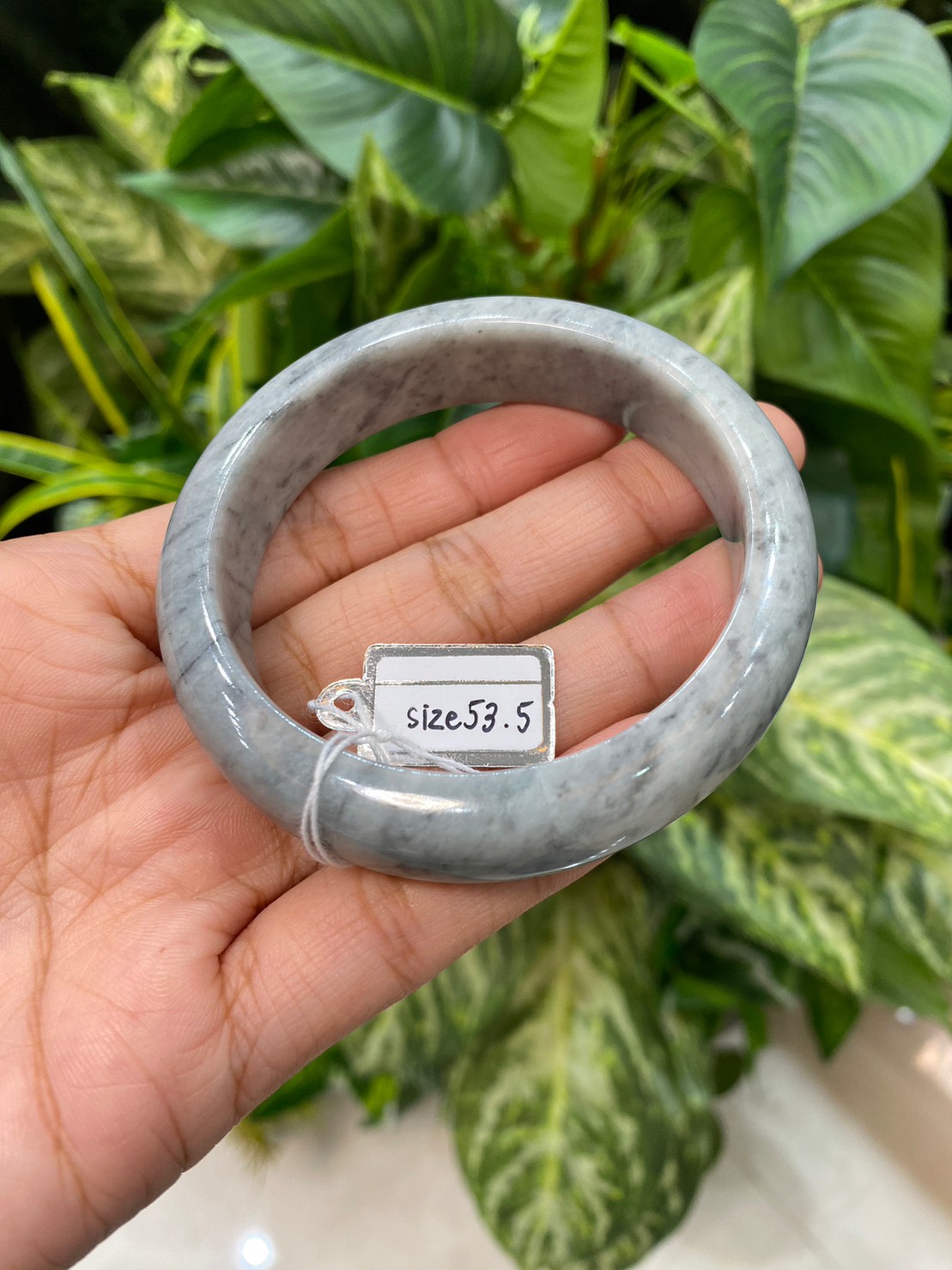 JB9005 หยก พม่า แท้ Jade กำไลหยก 53.5 มม. (Jadeite bracelet) พม่า (Myanmar)