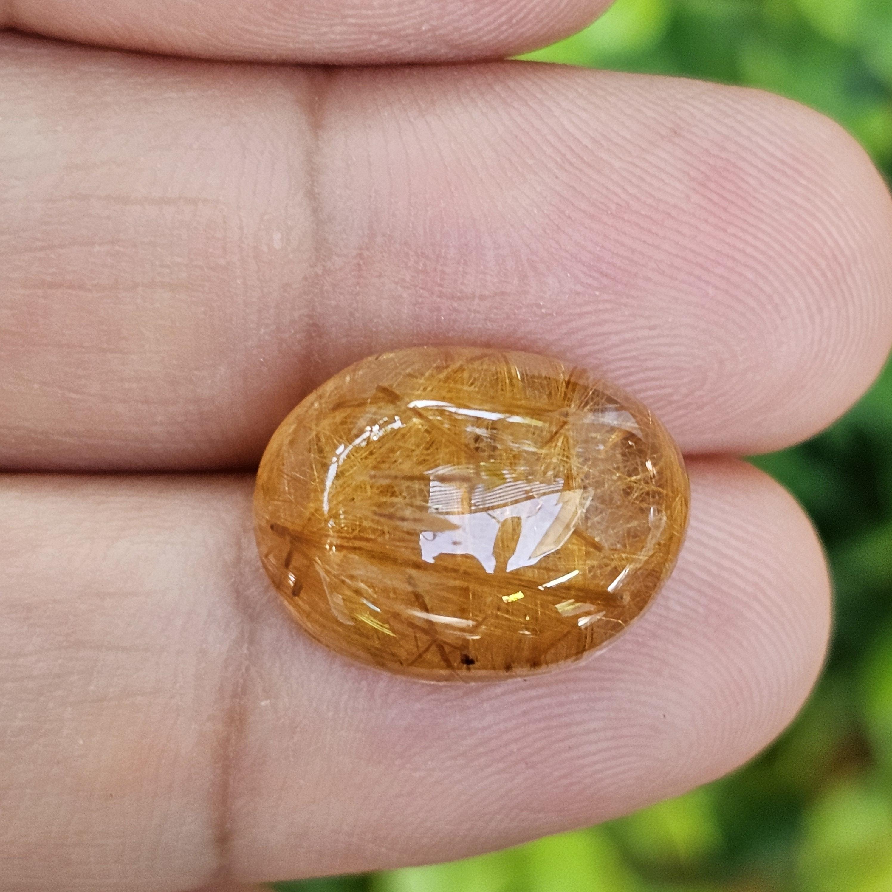 ไหมทอง ควอตซ์ Golden Rutilated Quartz 11.98 กะรัต Cts.พลอยแท้ อัญมณีมงคลประจําวันเกิด เครื่องประดับพลอย