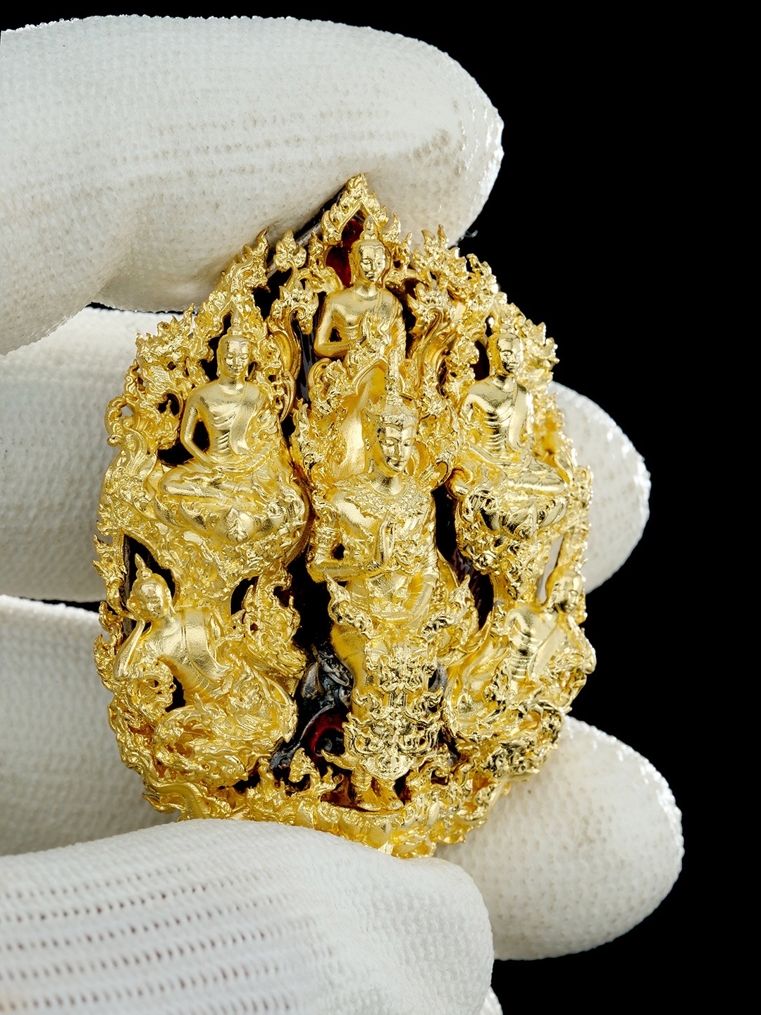 พระยมกปาฎิหาริย์ รายการพิเศษ เนื้อบรอนซ์ชุบทองหลังชุบซาตินลงยาแดง