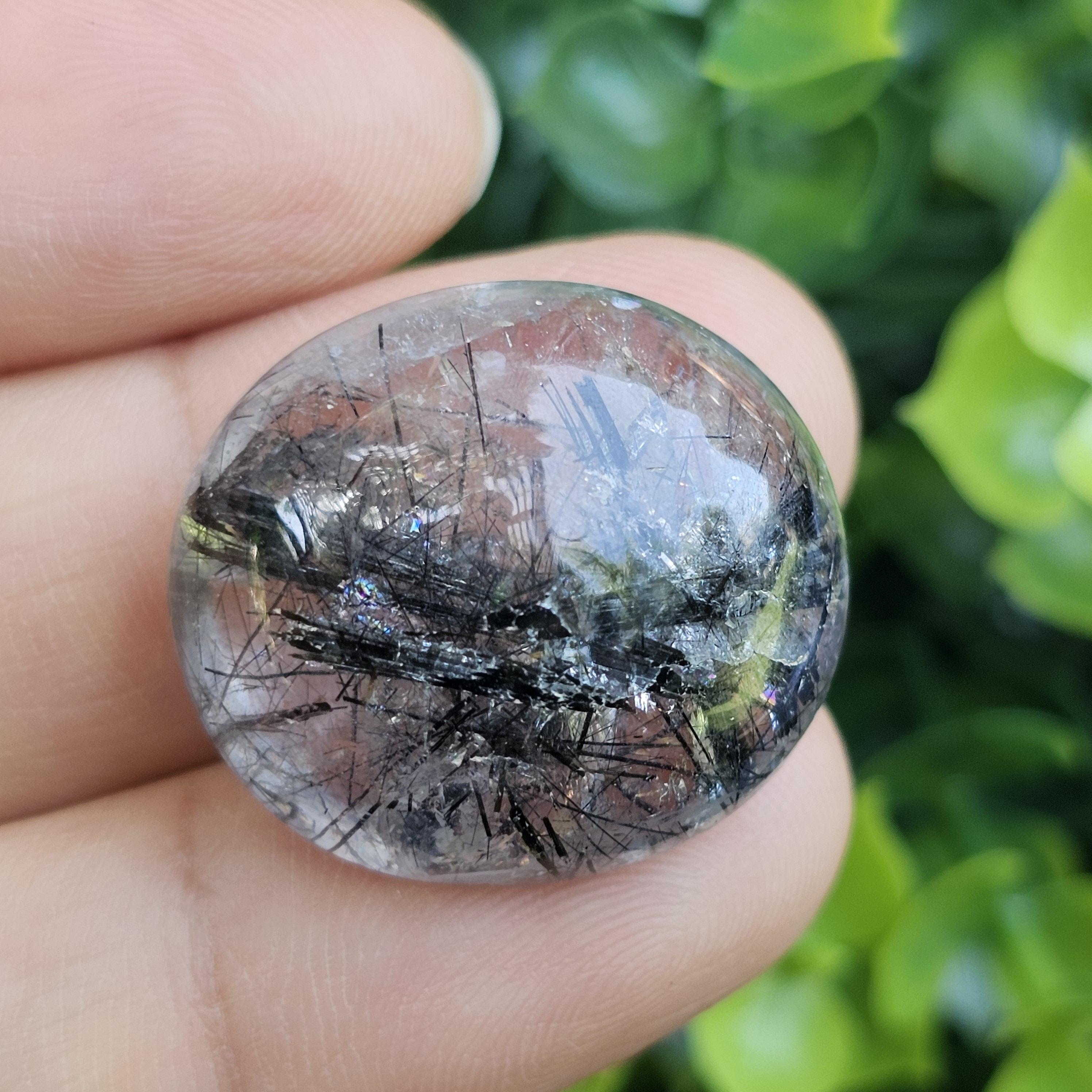 ไหมดำ ควอตซ์ แก้วขนเหล็ก Black Rutilated Quartz 42.51 กะรัต Cts. พลอยแท้ อัญมณีมงคลประจําวันเกิด เครื่องประดับพลอย