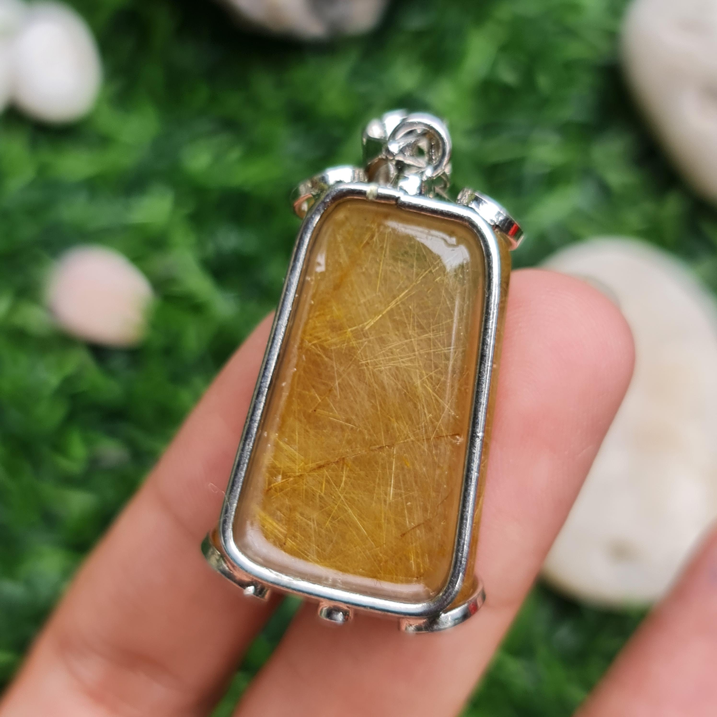 จี้ไหมทอง (Golden Rutilated Quartz) 52.20 กรัม g.พลอยแท้ อัญมณีมงคลประจําวันเกิด เครื่องประดับพลอย