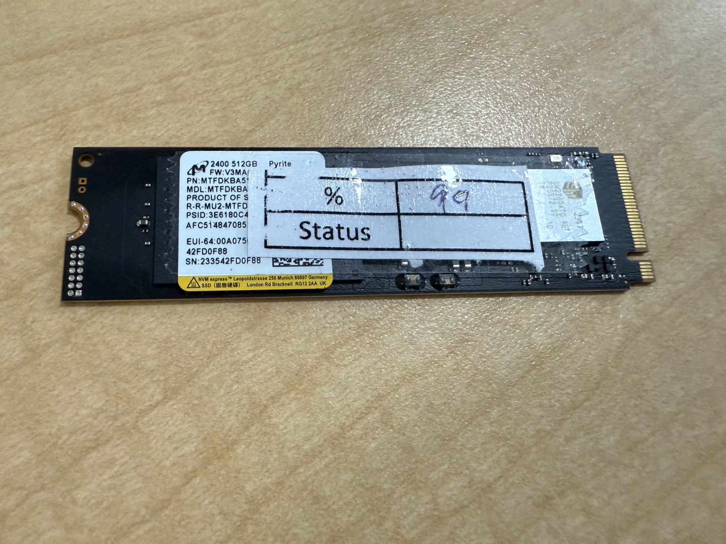 Micron 2400 SSD 512GB M.2 NVMe