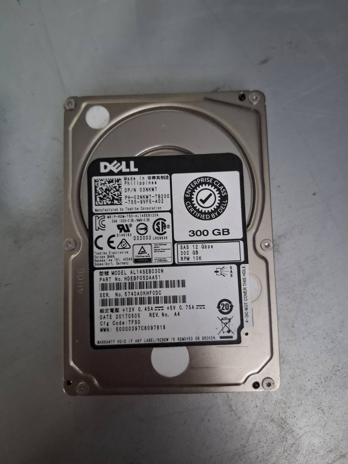 Harddisk Server SAS Dell 300GB 12Gbps 10K