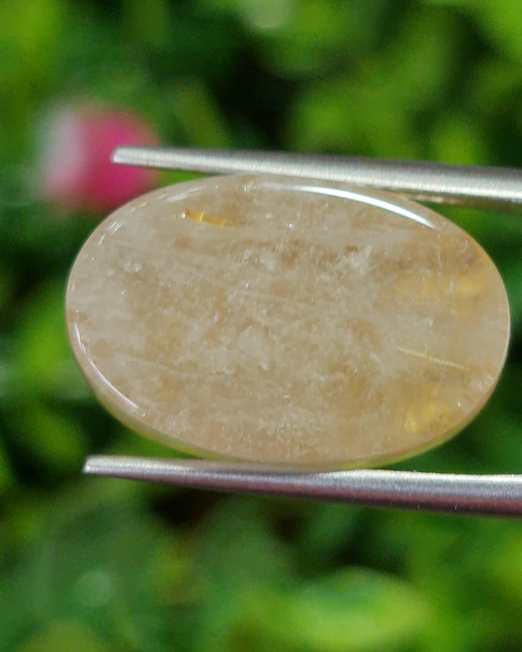 ตาแมว ไหมทอง ควอตซ์ Cat eye Golden Rutilated Quartz 17.0 กะรัต Cts.พลอยแท้ อัญมณีมงคลประจําวันเกิด เครื่องประดับพลอย