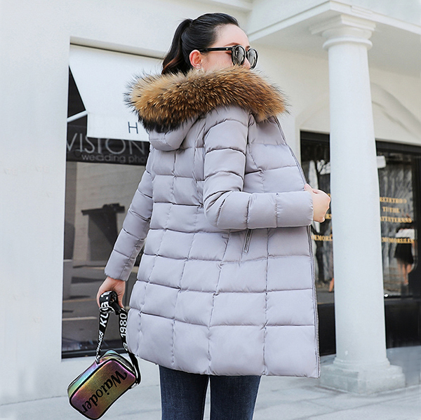 เสื้อโค้ทกันหนาวติดลบกันหิมะได้ มีฮู้ดเฟอร์ใหญ่ถอดได้ (12241X)