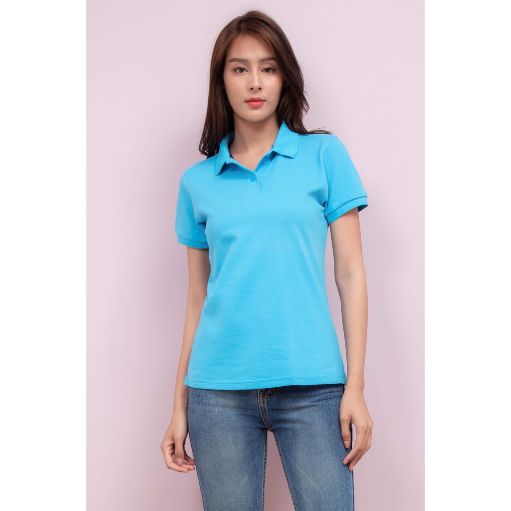 No Problem Noproblem ยอดขาย No.1 รับประกัน ไม่ย้วย ไม่ยืด ผ้านุ่ม เสื้อโปโล หญิง สีฟ้าโทปาส