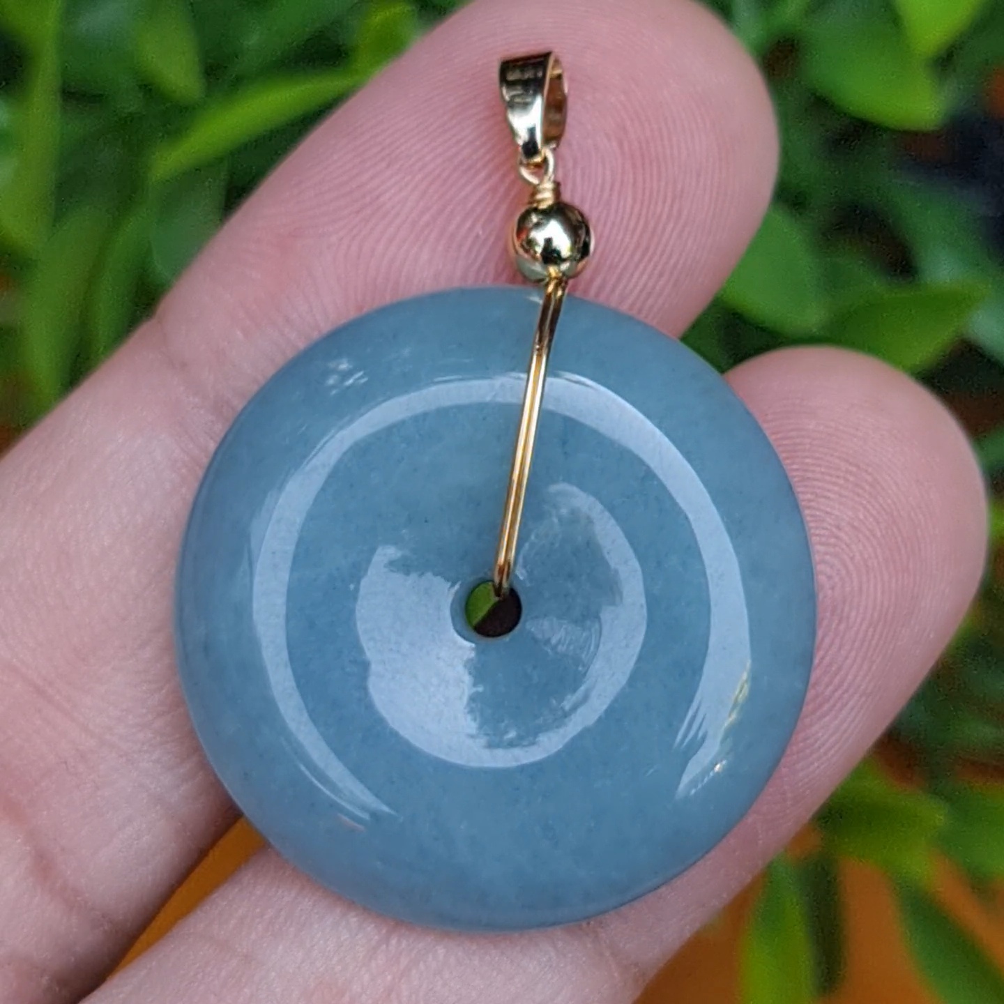 หยก จี้โดนัทหยก 56.30 Cts. (ฺBi Disc Jade) หยกแท้ อัญมณีมงคลประจําวันเกิด เครื่องประดับพลอย