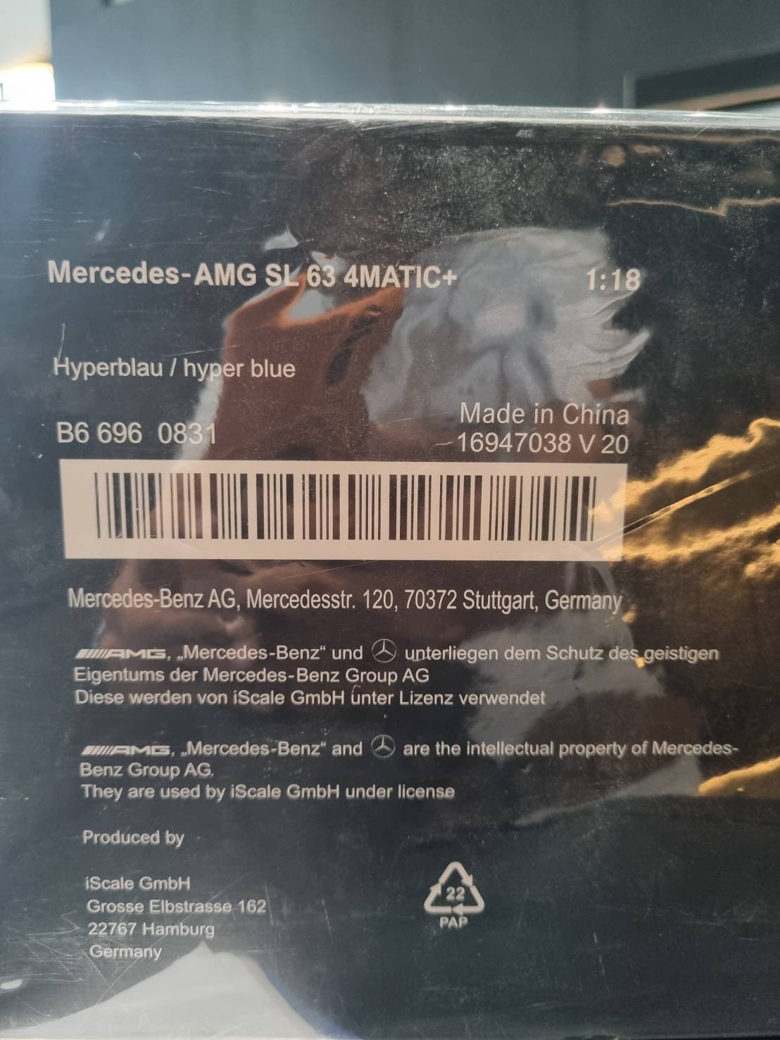โมเดลรถ Mercedes-amg sl 63 4matic+ 1:18