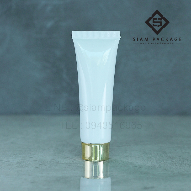 หลอดโฟม 15g. หลอดเกลียว หลอดโฟมสีขาวฝาทองเงา