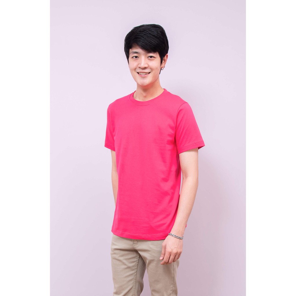 เสื้อยืด OV101 คอกลม ผ้าCotton100% 32 เนื้อนุ่ม ใส่สบาย สีบานเย็น