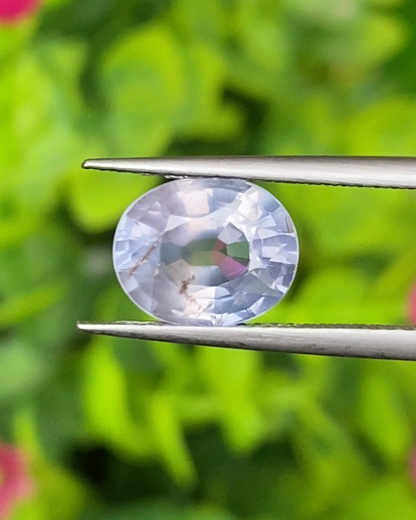 พลอย ขาว ไวท์ แซฟไฟร์ White Sapphire 2.88 กะรัต ดิบ Unheated พลอยแท้ อัญมณีมงคลประจําวันเกิด เครื่องประดับพลอย