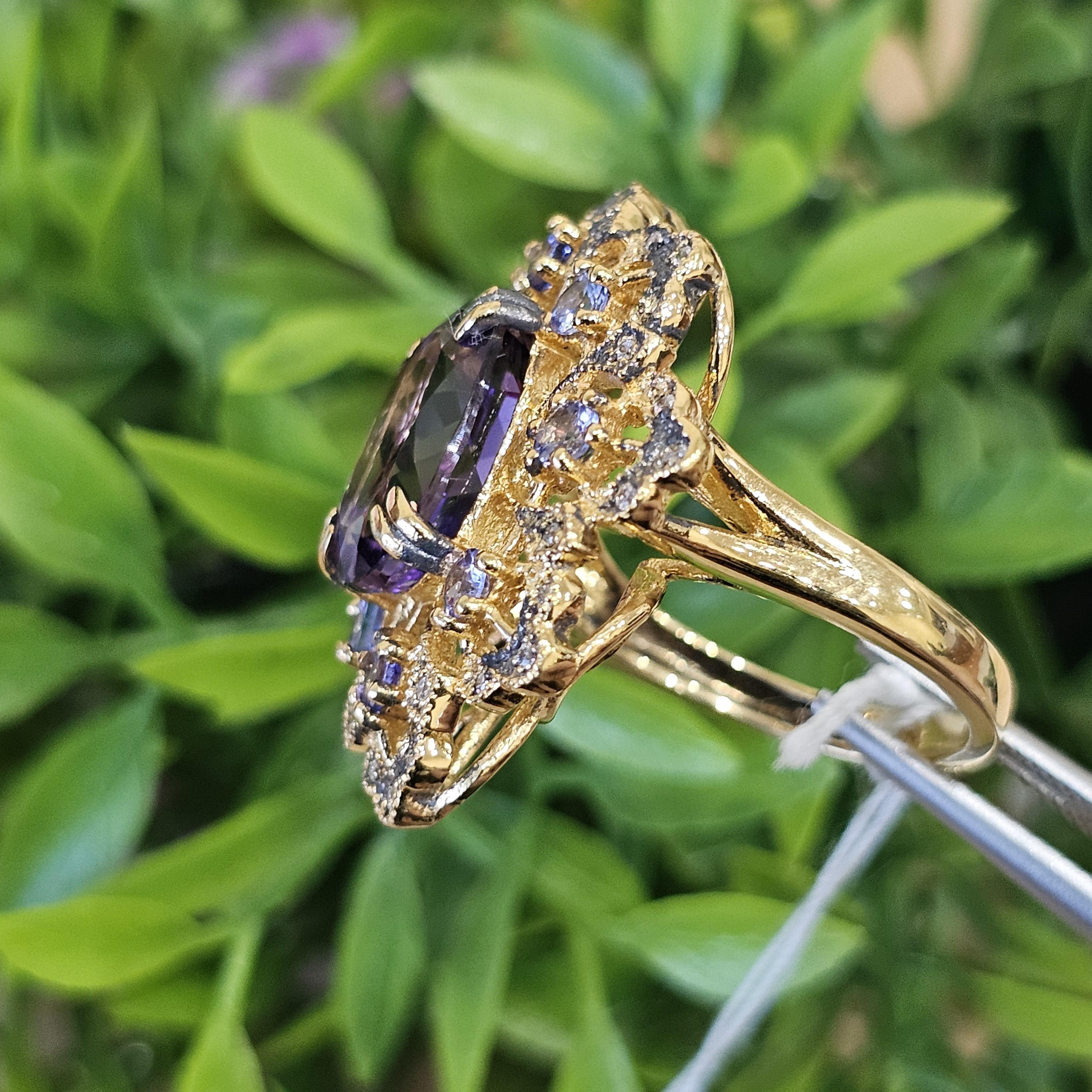 แหวนอเมทิส ตัวเรือนเงิน 57 ตัวเรือนเงินชุบทอง