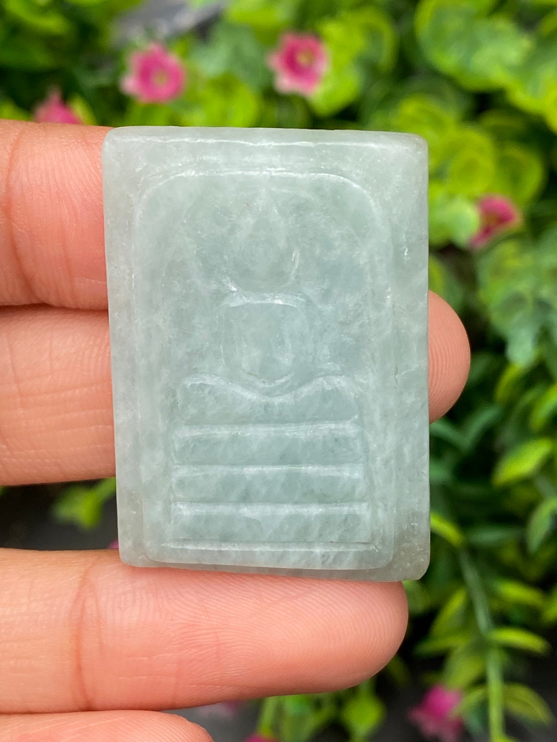 หยก แกะสลัก รูป พระ (Burmese jadeite) 78.11 กะรัต (cts.) หยก พม่า แท้