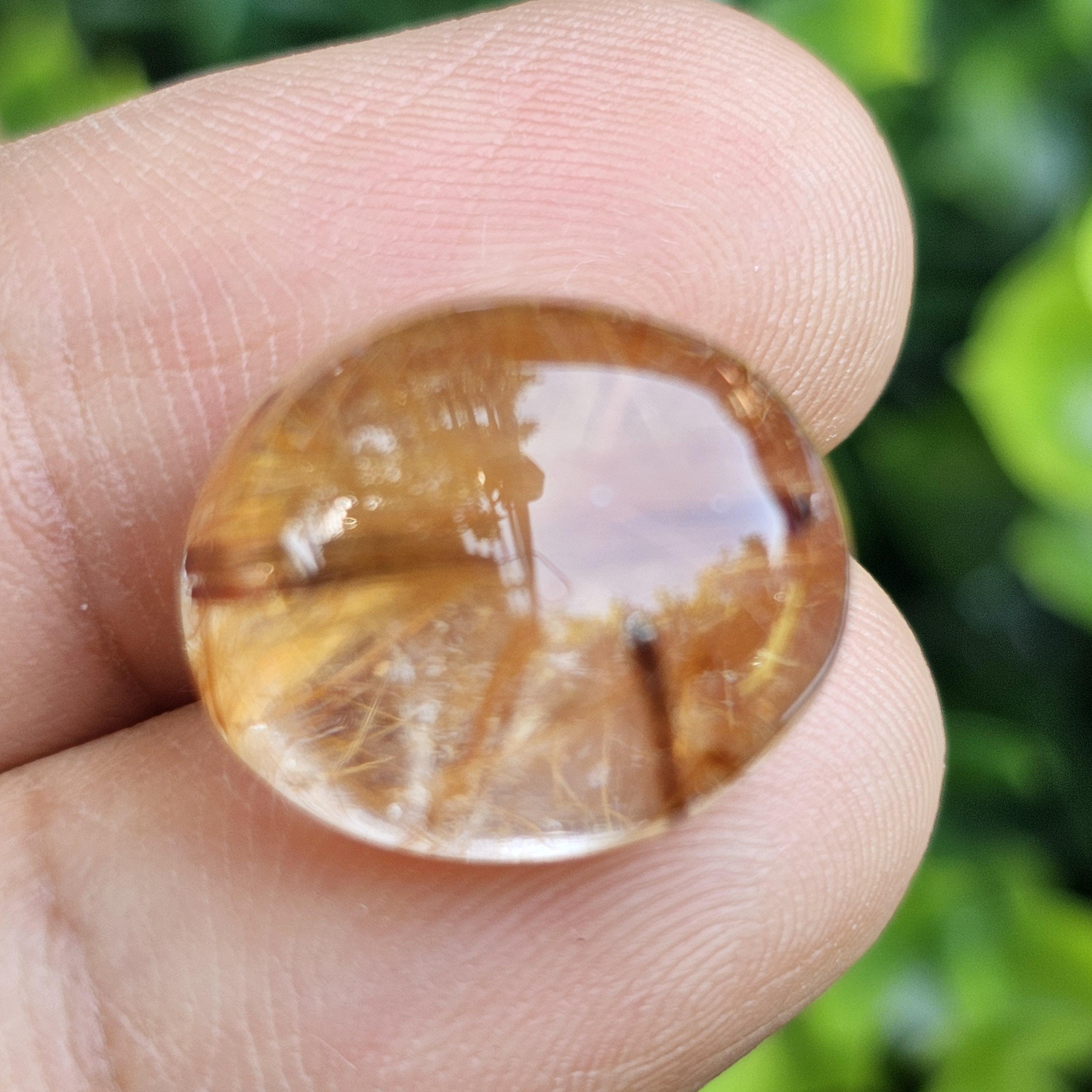 ไหมทอง ควอตซ์ Golden Rutilated Quartz 17.12 กะรัต Cts.พลอยแท้ อัญมณีมงคลประจําวันเกิด เครื่องประดับพลอย
