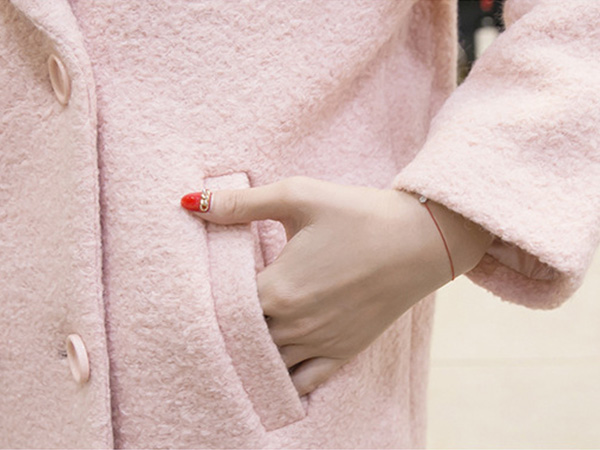 เสื้อโค้ทกันหนาวตัวยาว ผ้าวูลขนแกะ แต่งกระเป๋าคู่ (12188X)