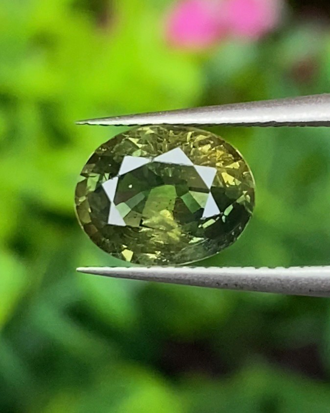 พลอย เขียวส่อง (ฺGreen Sapphire) 2.04 กะรัต (Cts.) พลอยแท้ อัญมณีมงคลประจําวันเกิด เครื่องประดับพลอย