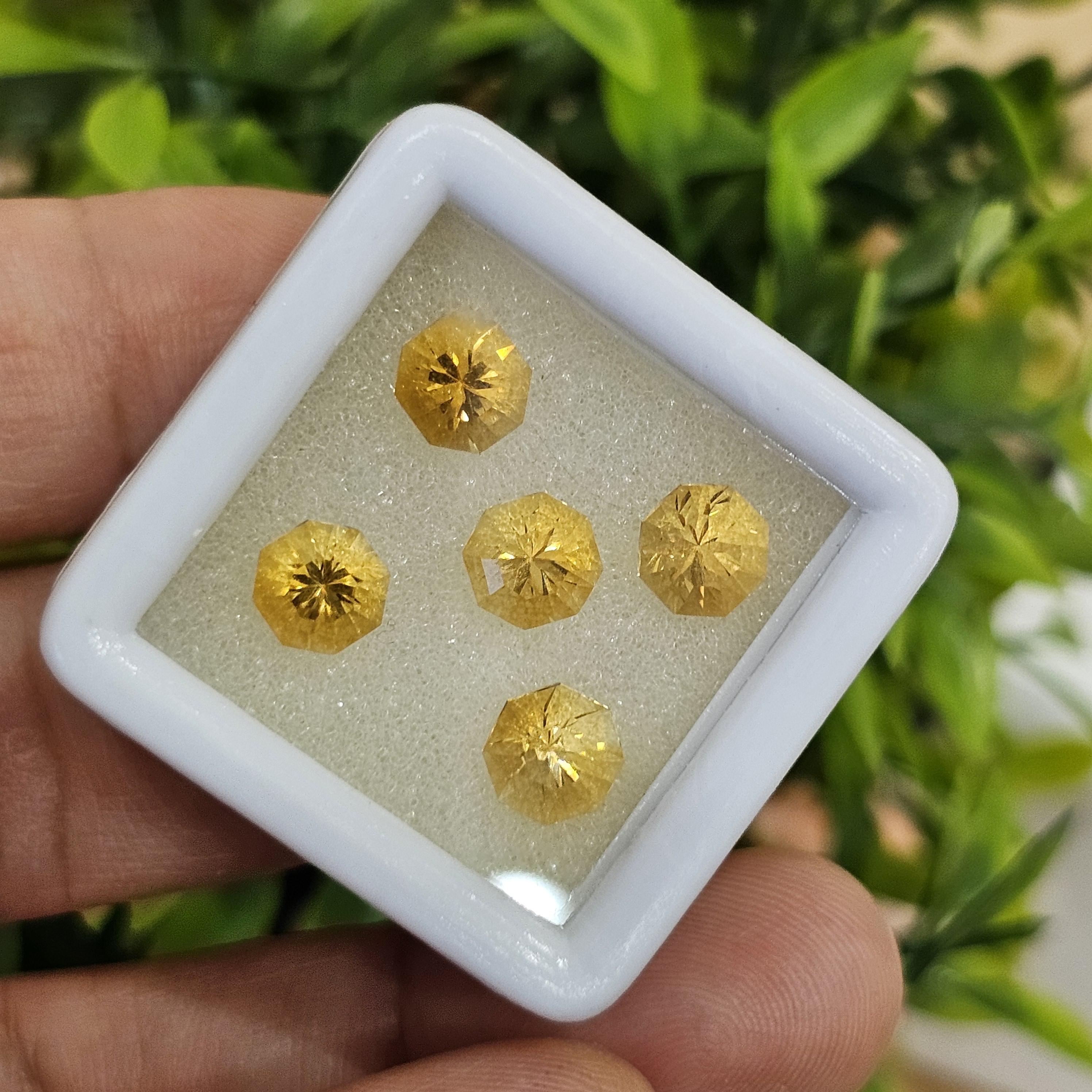 พลอย ซิทริน Citrine 4.50 กะรัต (Cts.) 5 เม็ด (Pcs.) พลอยแท้ อัญมณีมงคลประจําวันเกิด เครื่องประดับพลอย