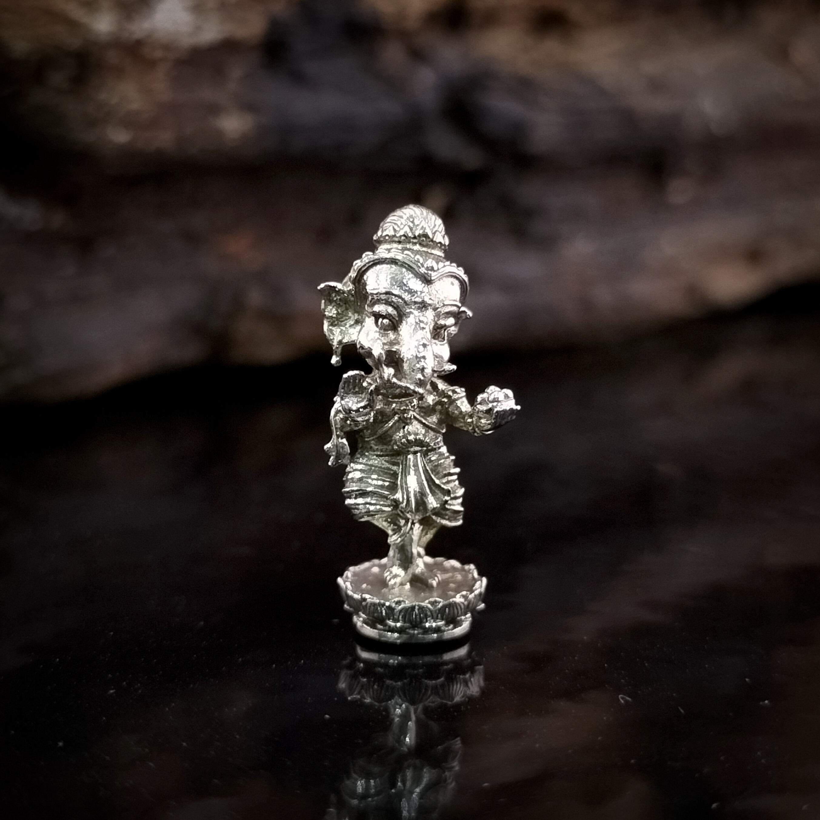 พระพิฆเนศน้อย คเณศนาฏย รหัส 6 เนื้อเงินยวง