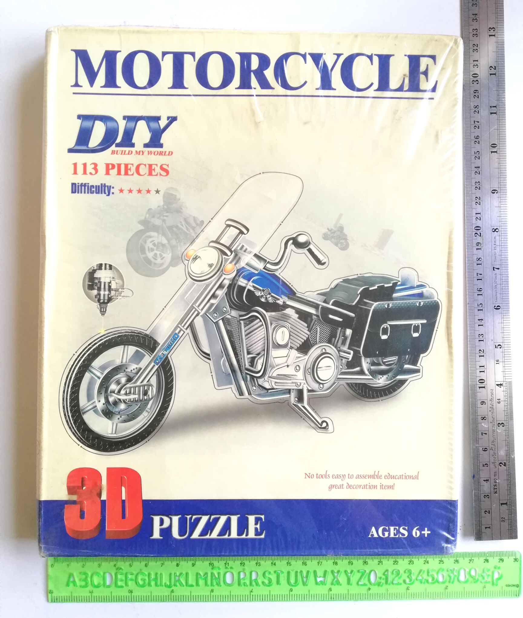 จิ๊กซอเก่า 3DPuzzle DIY จิ๊กซอ113ชิ้น, build my World ความยากระดับ4 รูป รถจักรยานยนต์ Motorcycle No. 2803I สำหรับเด็ก อายุ6ขวบขึ้นไป วัสดุ: โฟมและกระดาษ