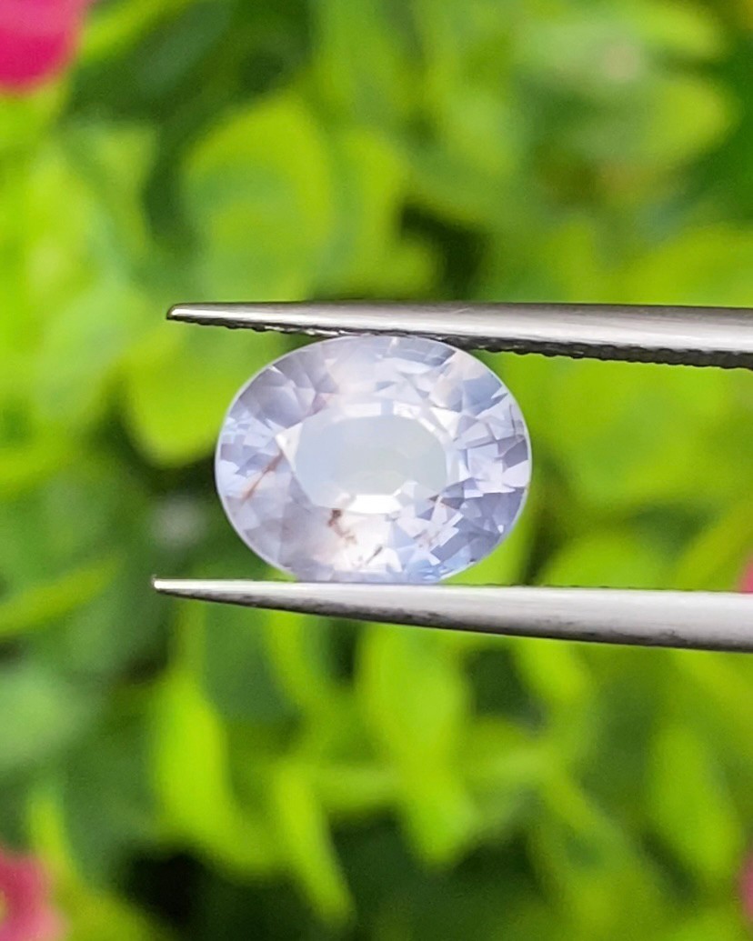 พลอย ขาว ไวท์ แซฟไฟร์ White Sapphire 2.88 กะรัต ดิบ Unheated พลอยแท้ อัญมณีมงคลประจําวันเกิด เครื่องประดับพลอย