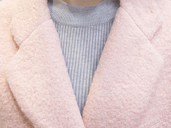 เสื้อโค้ทกันหนาวตัวยาว ผ้าวูลขนแกะ แต่งกระเป๋าคู่ (12188X)