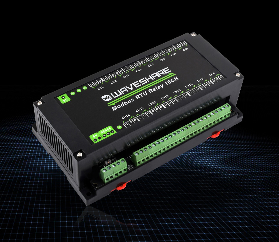 Modbus RTU 16-Ch Relay Module, RS485 Interface, With Multiple Isolation Protection Circuits