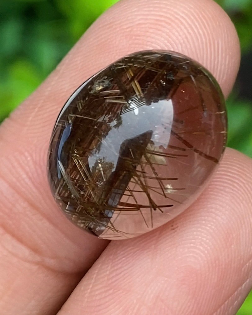 ไหมนาค ไหมจักรพรรดิ์ Rutilated Quartz 17.28 กะรัต Cts.พลอยแท้ อัญมณีมงคลประจําวันเกิด เครื่องประดับพลอย