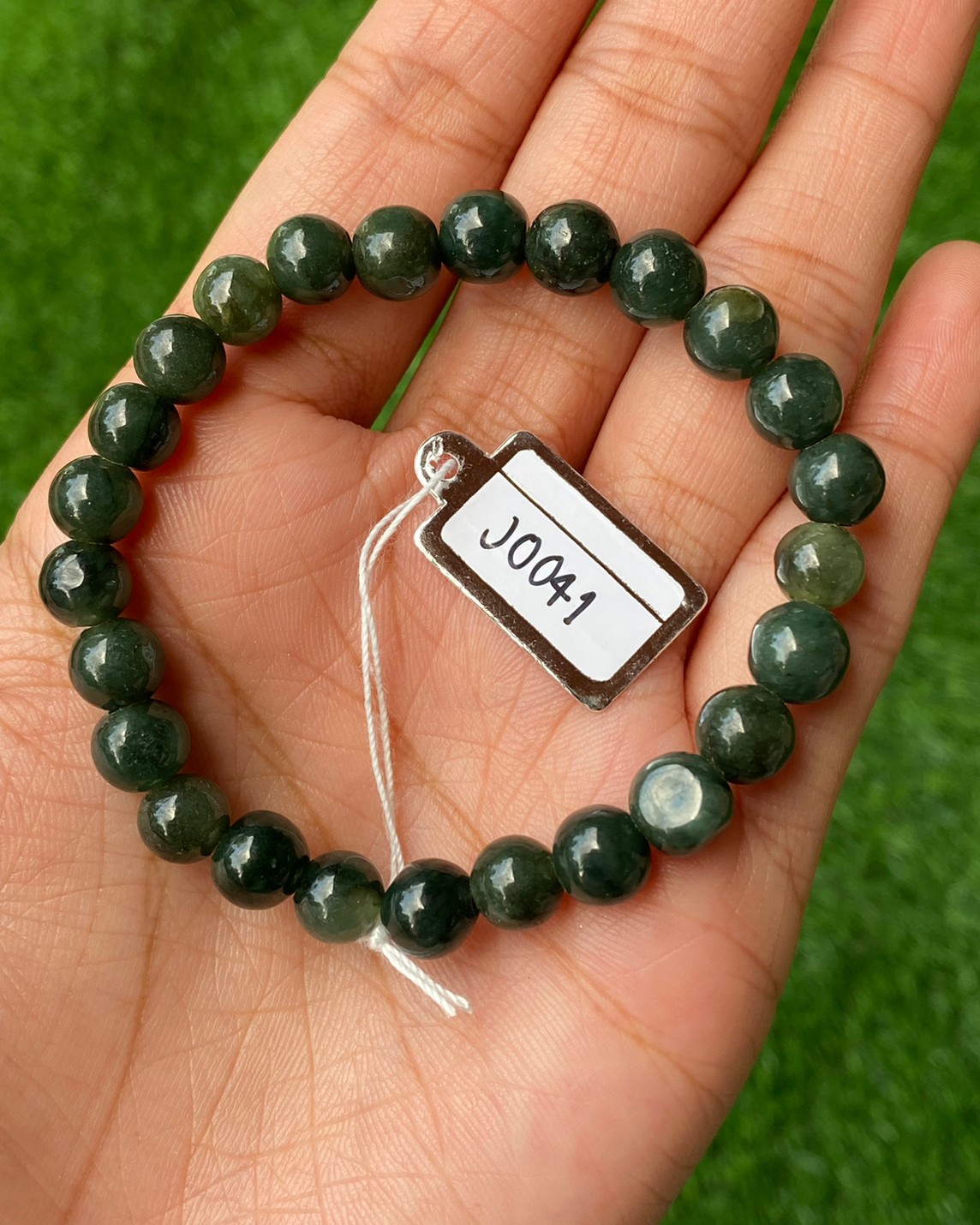 J0041 หยก พม่า แท้ Jade กำไล ประคำหยก (Jadeite Beads Bracelet) พม่า (Myanmar)