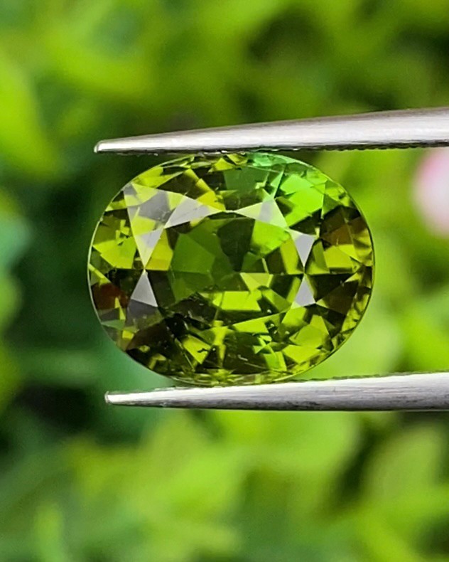 พลอย กรีน ทัวร์มารีน (Green Tourmaline) 5.04 กะรัต (Cts.) อัญมณีมงคลประจําวันเกิด เครื่องประดับพลอย