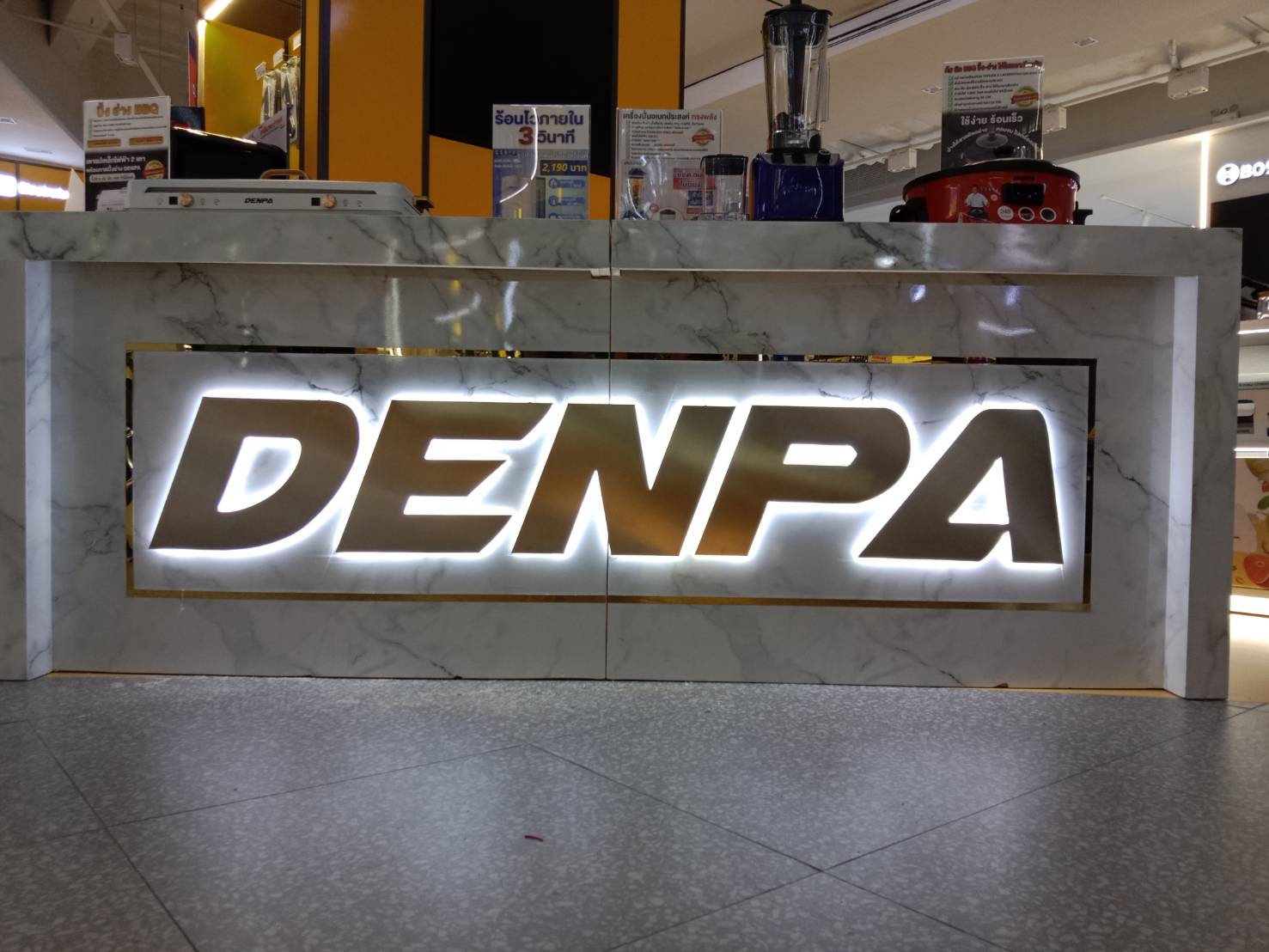 #ป้ายอักษรสแตนเลสแฮร์ไลน์ไฟออกหลังเนื้อเงินยกขอบ