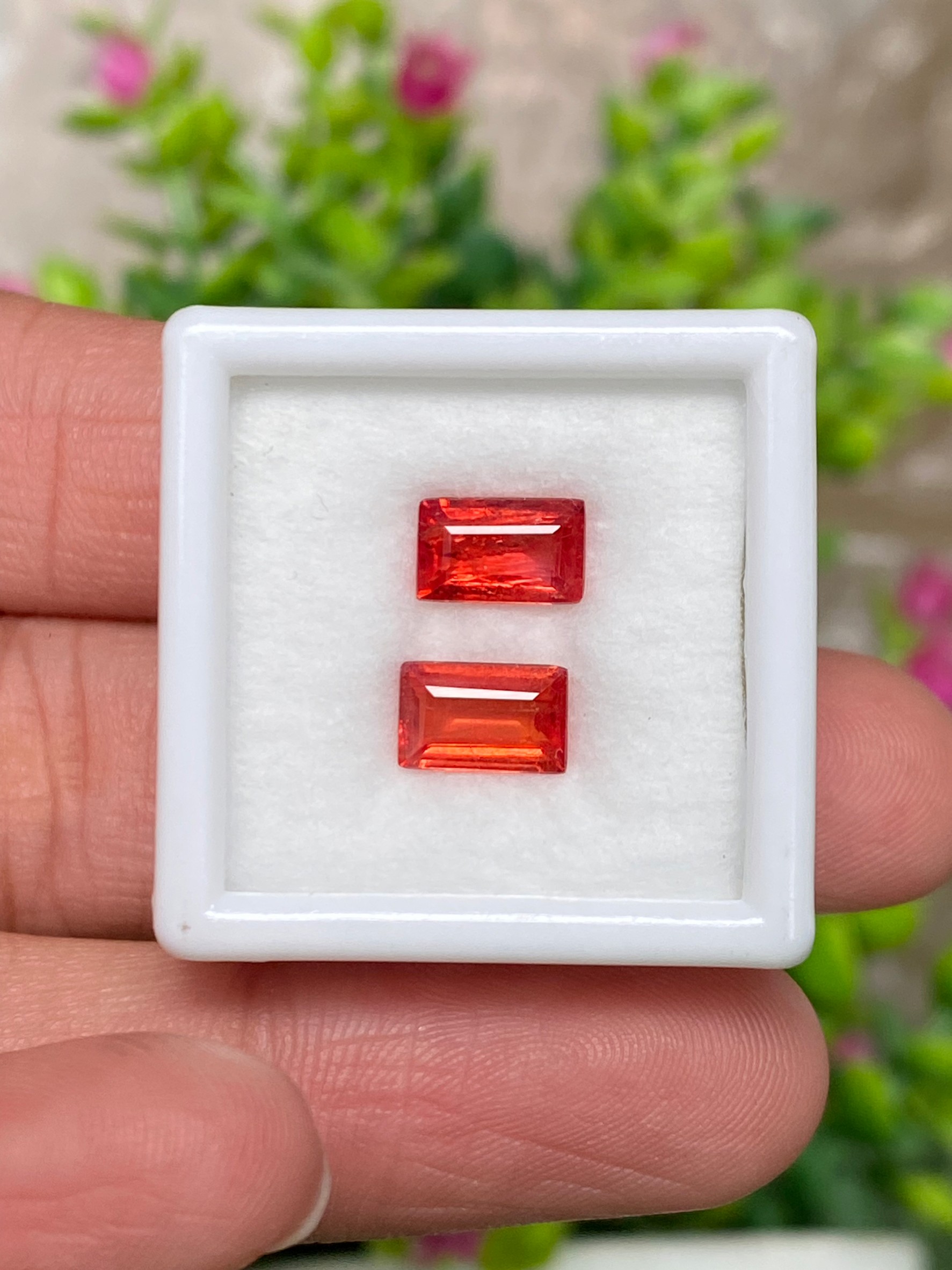 พลอย คู่ ออเรนจ์ แซฟไฟร์ Orange Sapphire 2 เม็ด 2.43 กะรัต (Cts.) พลอยแท้ อัญมณีมงคลประจําวันเกิด เครื่องประดับพลอย