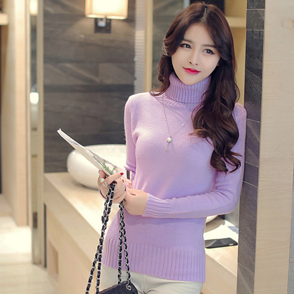 เสื้อคอเต่า เสื้อคอพับ ผ้าไหมพรมวูลหนานุ่ม (12265B)