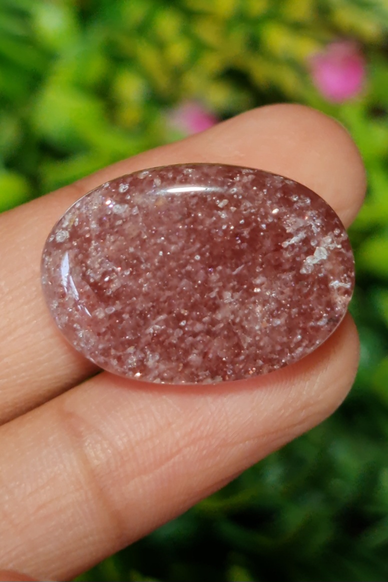 พลอย สตอเบอรี่ ควอตซ์ Strawberry Quartz 50.91 กะรัต (Cts.) พลอยแท้ อัญมณีมงคลประจําวันเกิด เครื่องประดับพลอย