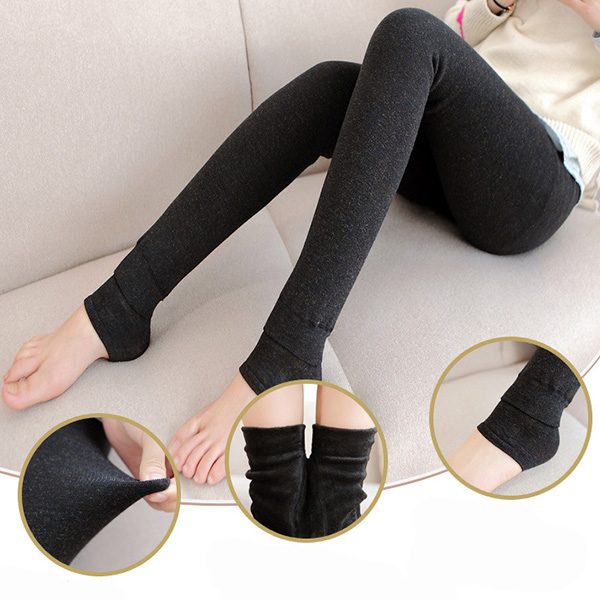 กางเกงเลกกิ้งกันหนาวติดลบ ซับกำมะหยี่ เปิดปลายเท้า (11261L)