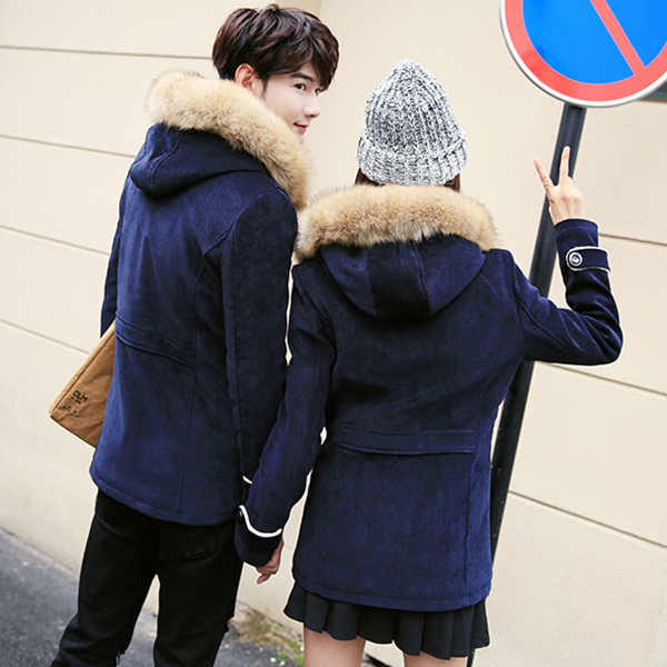 เสื้อโค้ทแฟชั่นญี่ปุ่น มีฮู้ดเฟอร์ถอดได้ ซับขนกันหนาวติดลบ (10227MM)