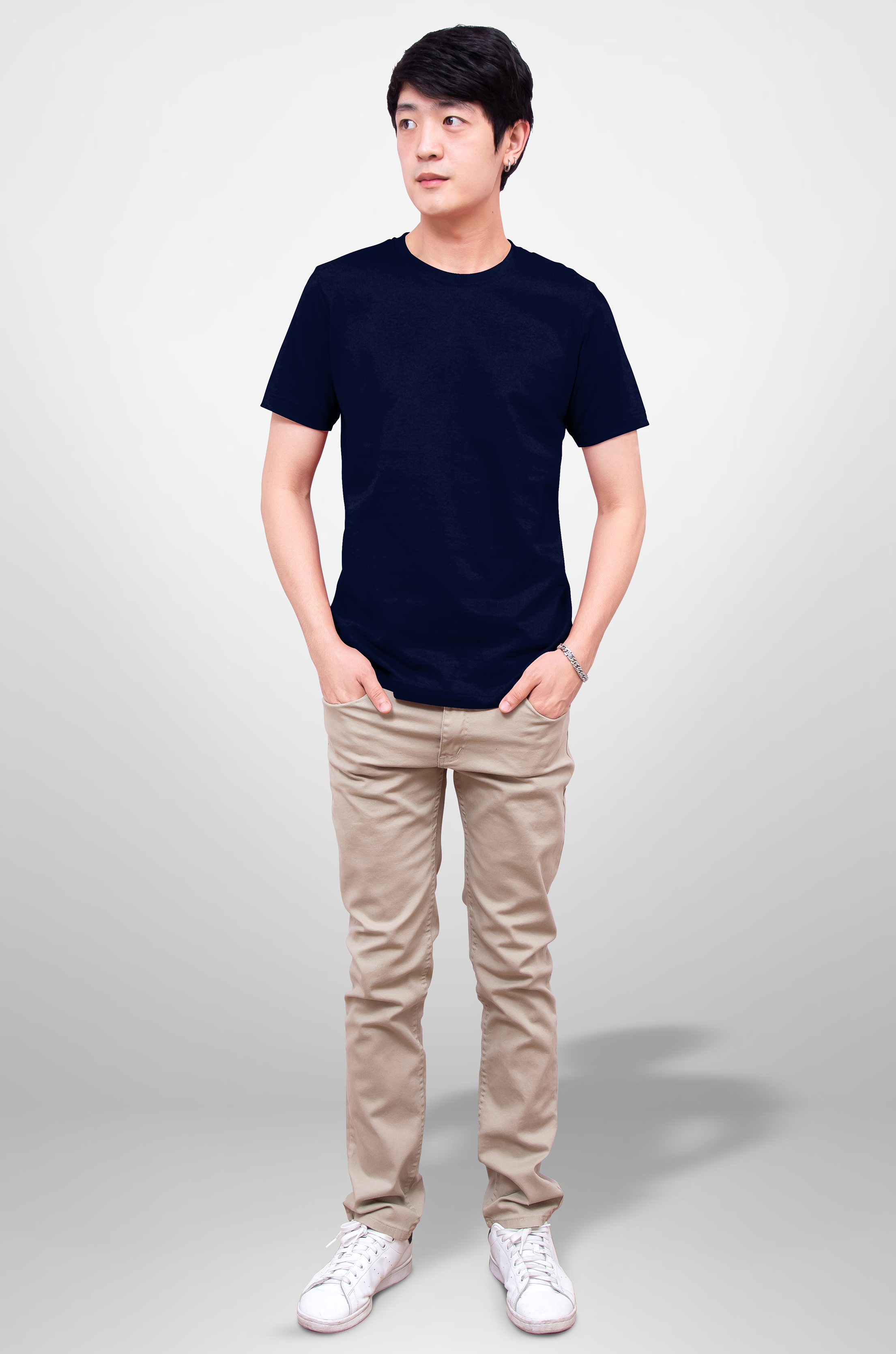 Noproblem Noproblem ยอดขาย No.1 รับประกัน ไม่ย้วย ไม่ยืด ผ้านุ่ม เสื้อยืด สีพื้น เสื้อยืดคอกลม สีกรมอ่อน