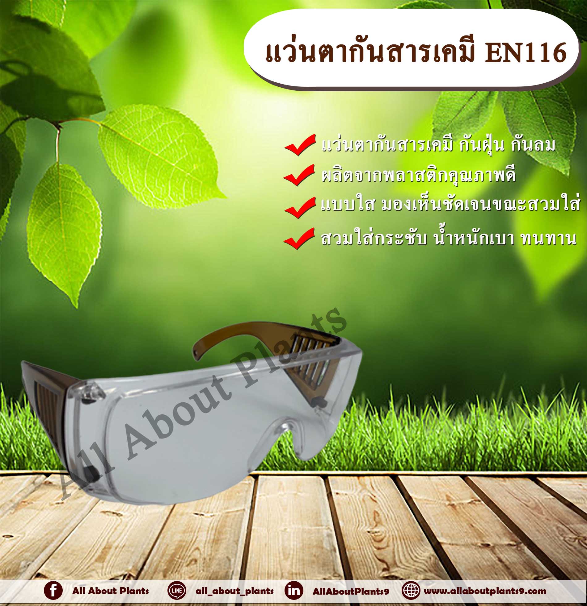 แว่นตากันสารเคมี EN116 allaboutplants ชิ้น