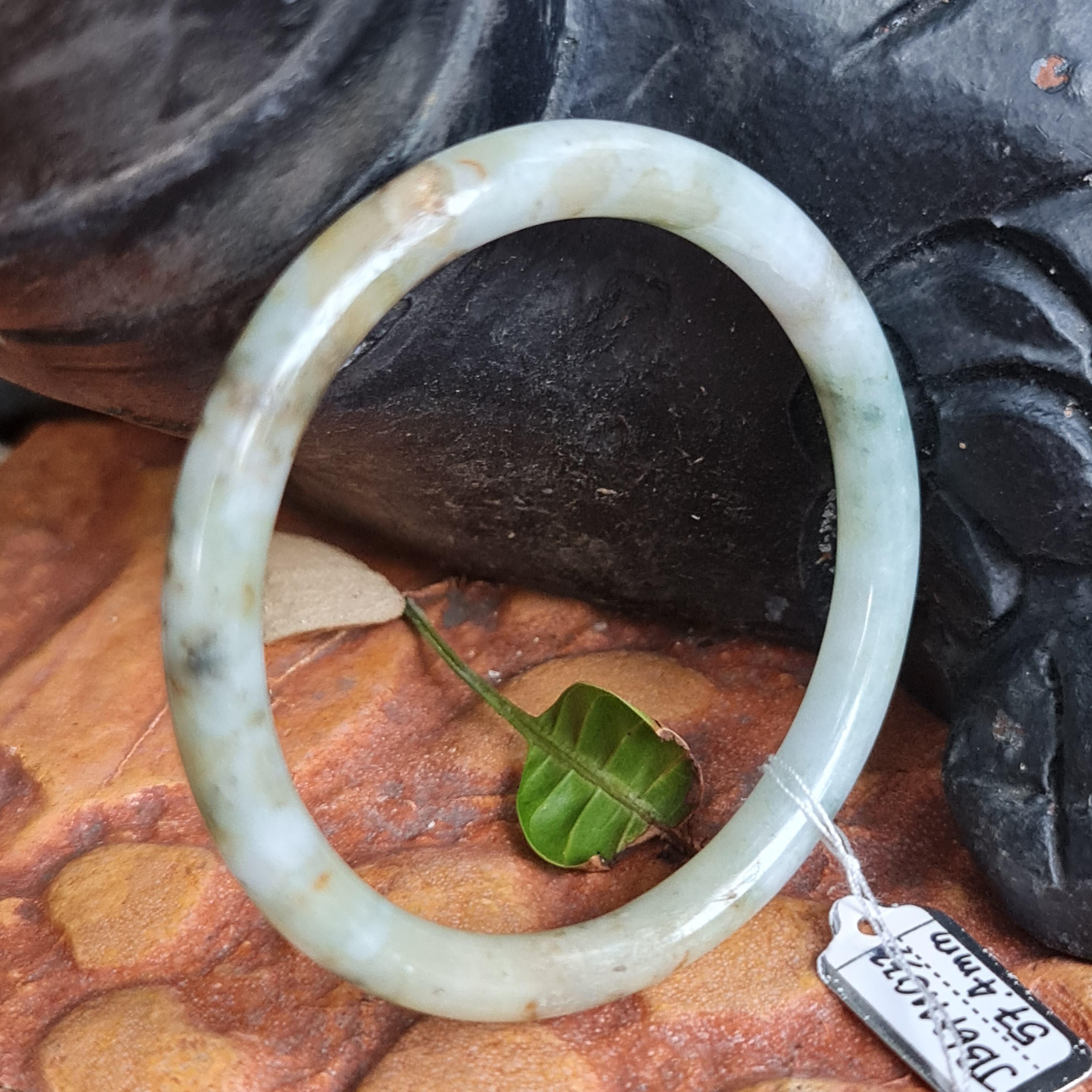 JB6711033 หยก พม่า แท้ Jade กำไลหยก 57.4 มม. (Jadeite bracelet) พม่า (Myanmar)