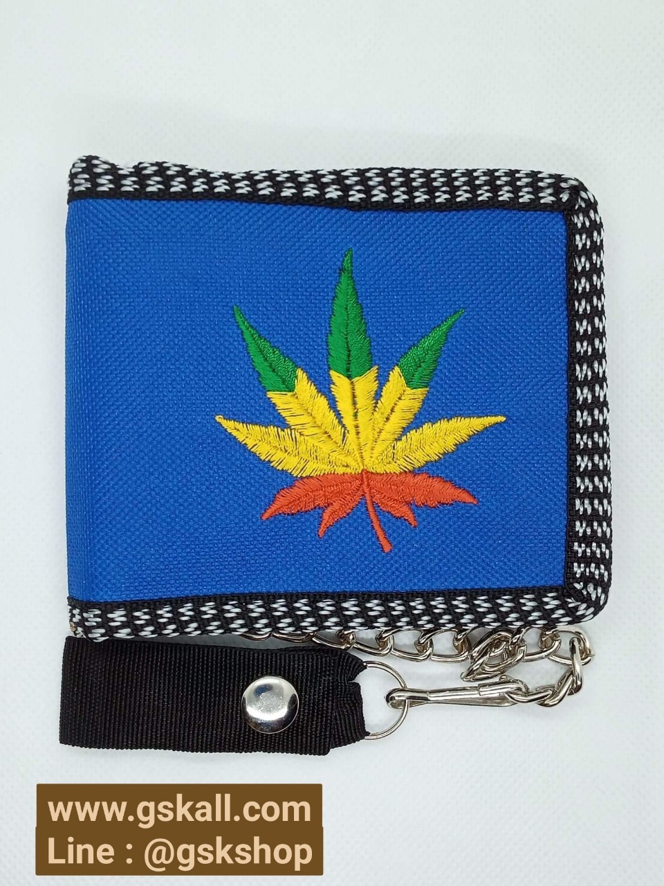 กระเป๋าสตางค์ผ้า ปักใบกัญชา