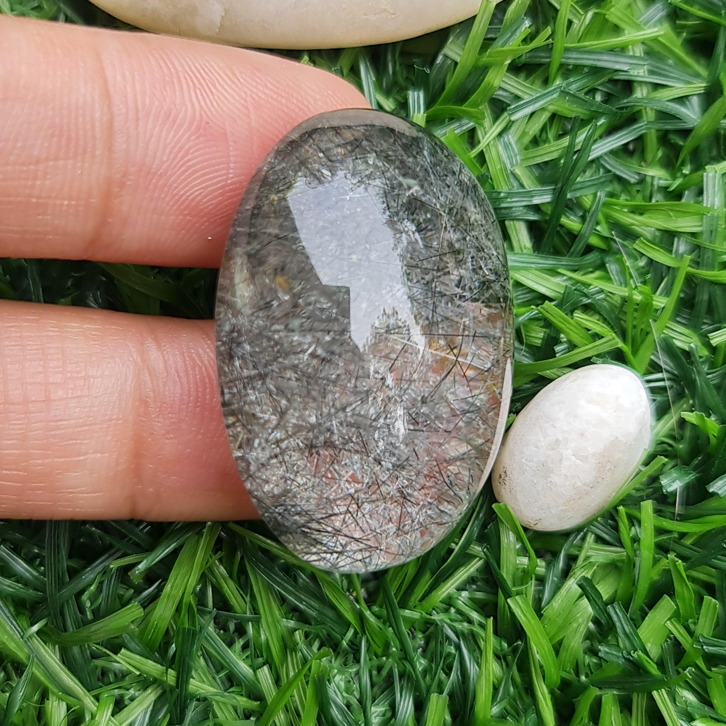 โป่งข่าม ควอตซ์ Rutilated Quartz 77.38 กะรัต Cts. พลอยแท้ อัญมณีมงคลประจําวันเกิด เครื่องประดับพลอย