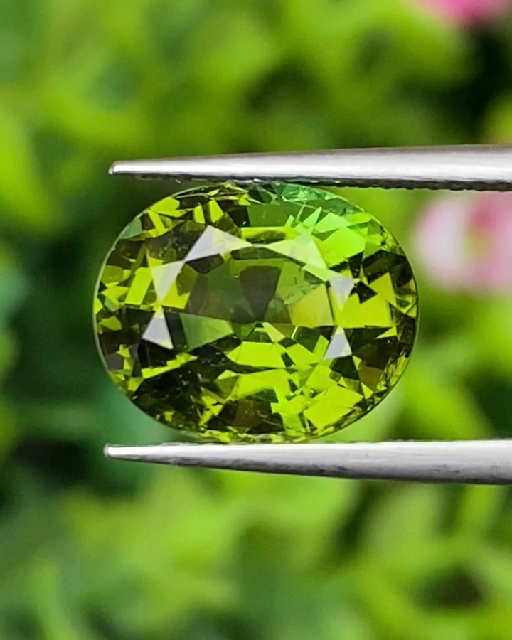 พลอย กรีน ทัวร์มารีน (Green Tourmaline) 5.04 กะรัต (Cts.) อัญมณีมงคลประจําวันเกิด เครื่องประดับพลอย