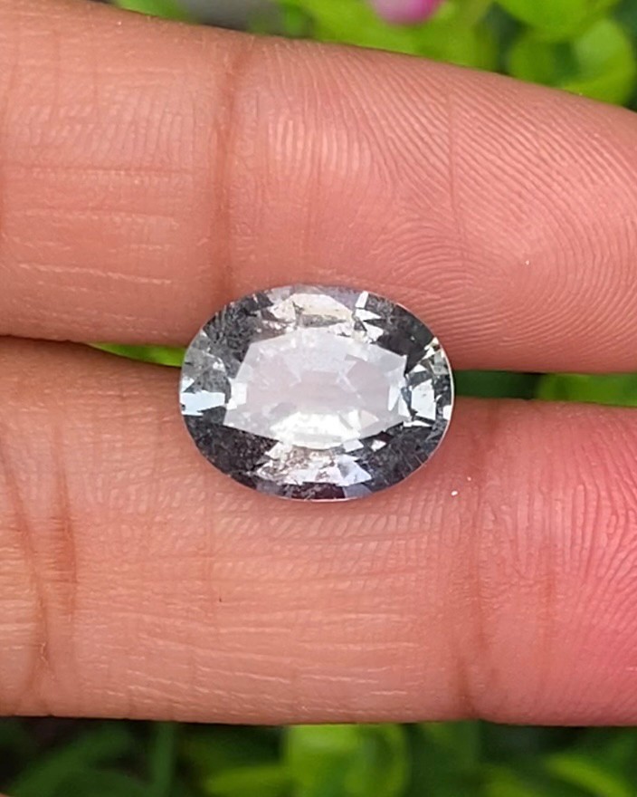 พลอย ซิวเวอร์ แซฟไฟร์ Silver Sapphire 7.02 กะรัต (Cts.) ดิบ Unheated พลอยแท้ อัญมณีมงคลประจําวันเกิด เครื่องประดับพลอย