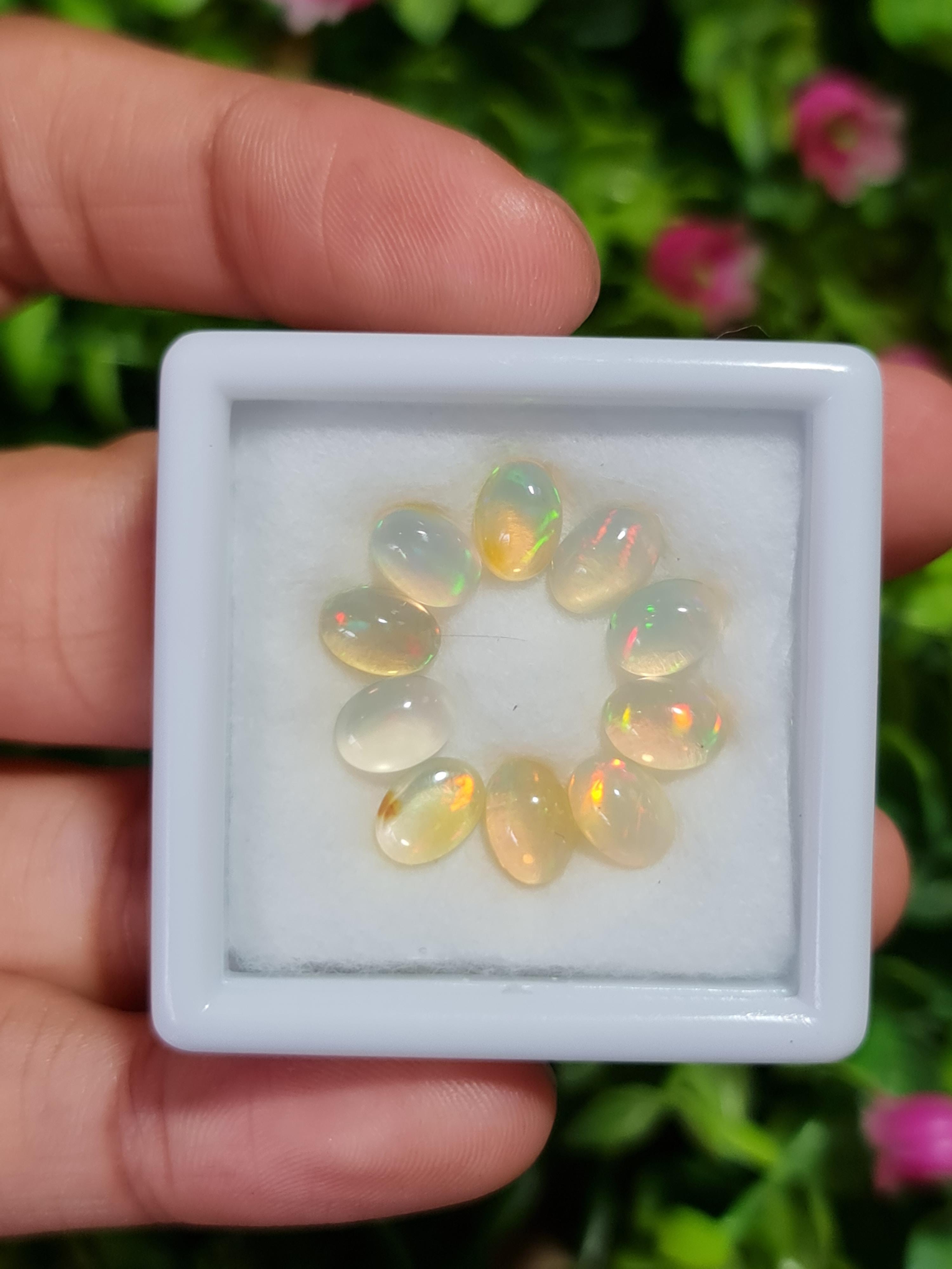 พลอย โอปอล Opal 6.58 กะรัต (Cts.) 10 เม็ด (Pcs.) พลอยแท้ อัญมณีมงคลประจําวันเกิด เครื่องประดับพลอย