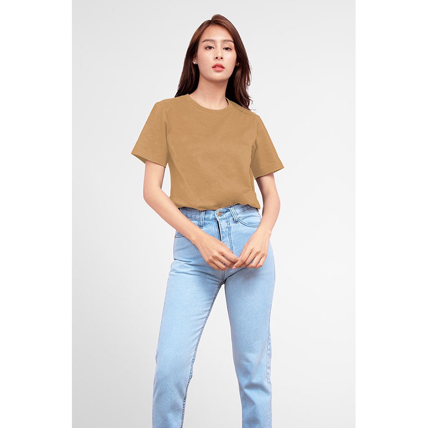 Noproblem Noproblem ยอดขาย No.1 รับประกัน ไม่ย้วย ไม่ยืด ผ้านุ่ม เสื้อยืด สีพื้น เสื้อยืดคอกลม สีคาราเมล